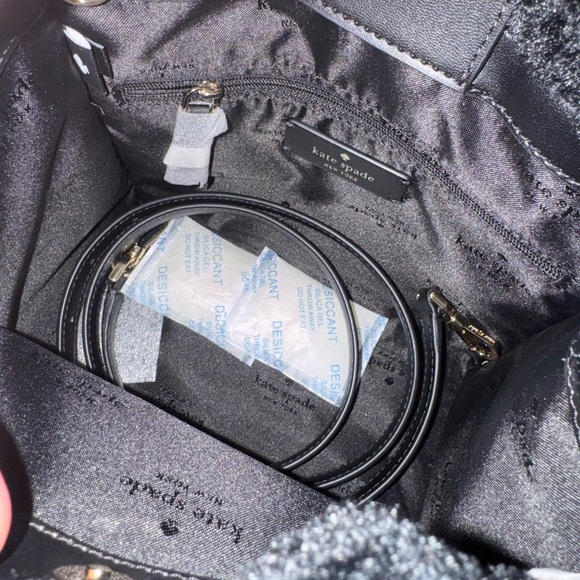 Kate Spade Black Ellie small faux  Fur Tote Bag/ crossbody NWOT - Picture 4 of 4